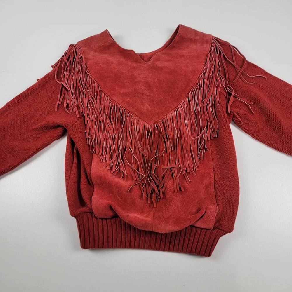 Pioneer Wear Suede Leather Fringe Pull Over Long Sleeve Jacket Womens  Medium - Picture 2 of 9